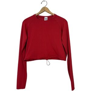 Gymshark Red Cropped‎ Long Sleeve Training Top Athletic Apparel Womens